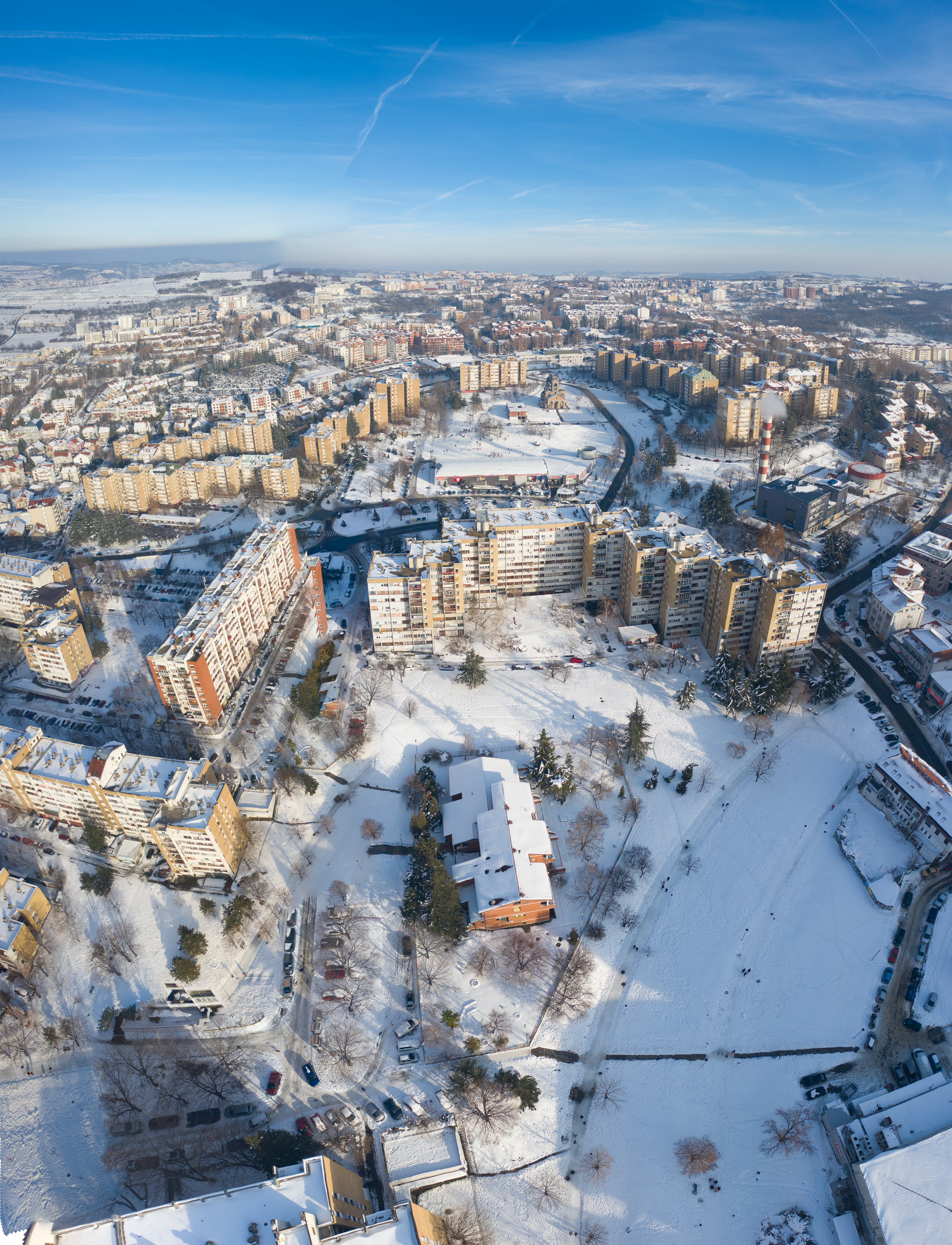 Zimski pogled iz vazduha na Mirijevo
